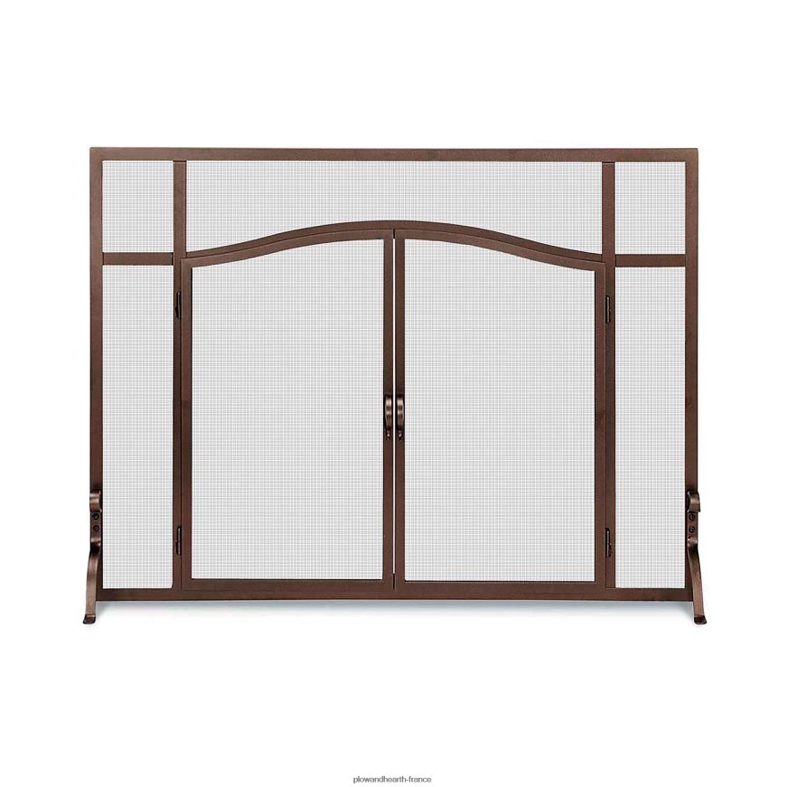 grand garde plat personnalisé avec portes cintrées - noir Plow & Hearth 8642F62927 cheminée