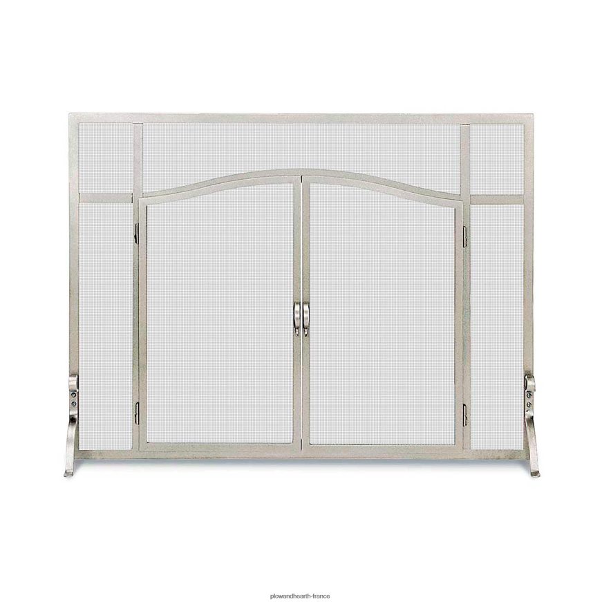 grand garde plat personnalisé avec portes cintrées - noir Plow & Hearth 8642F62927 cheminée