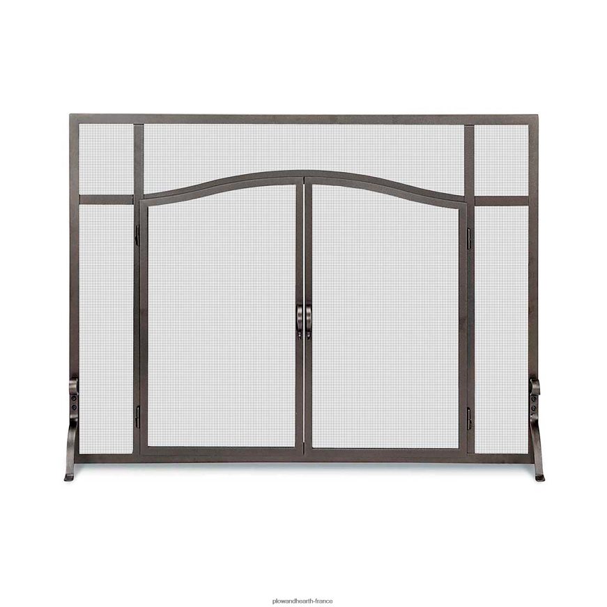 grand garde plat personnalisé avec portes cintrées - noir Plow & Hearth 8642F62927 cheminée