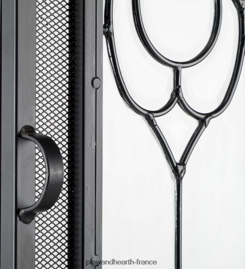 petit écran de cheminée à deux portes avec panneaux floraux en verre - noir Plow & Hearth 8642F62877 cheminée