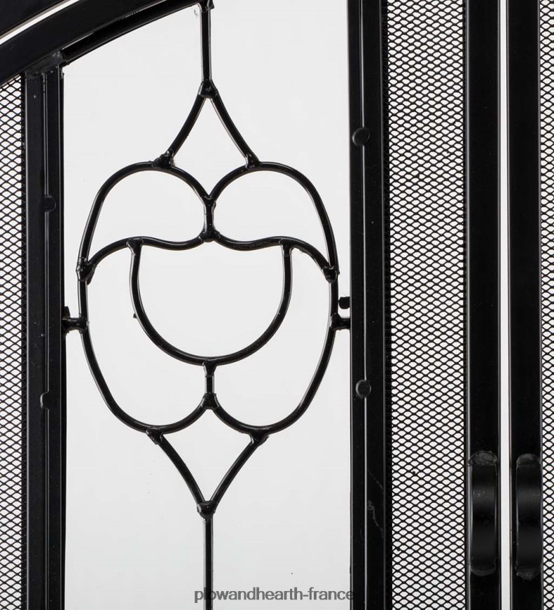 petit écran de cheminée à deux portes avec panneaux floraux en verre - noir Plow & Hearth 8642F62877 cheminée