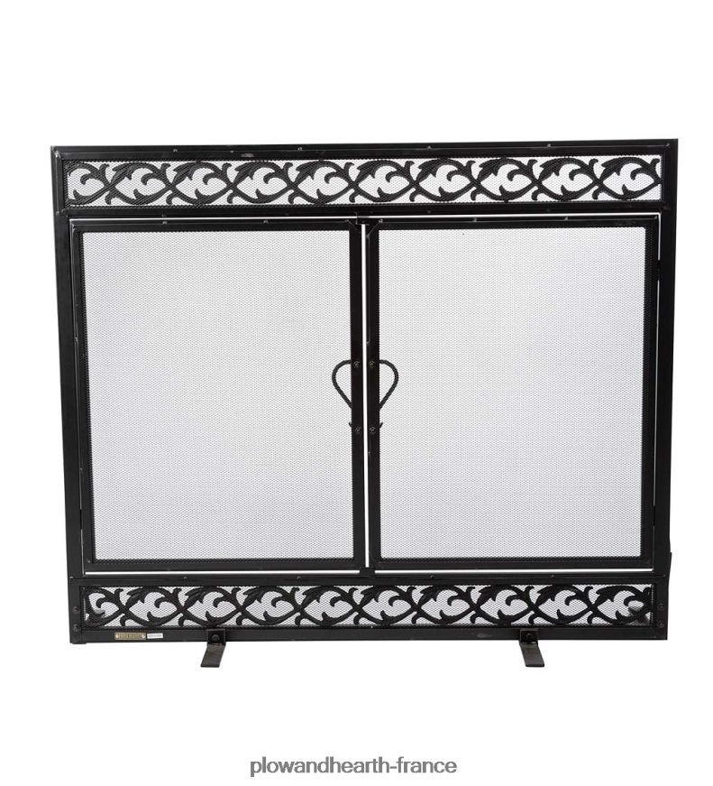 petit pare-feu à volutes en fonte avec portes - noir Plow & Hearth 8642F63181 cheminée