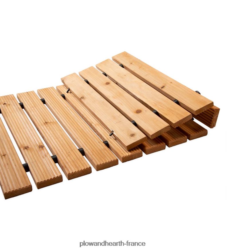 Allée portative en bois dur droite déployable de 8 pi Plow & Hearth 8642F660 cour et jardin