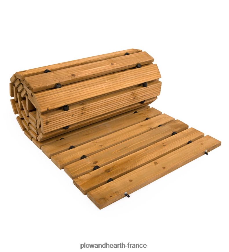 Allée portative en bois dur droite déployable de 8 pi Plow & Hearth 8642F660 cour et jardin