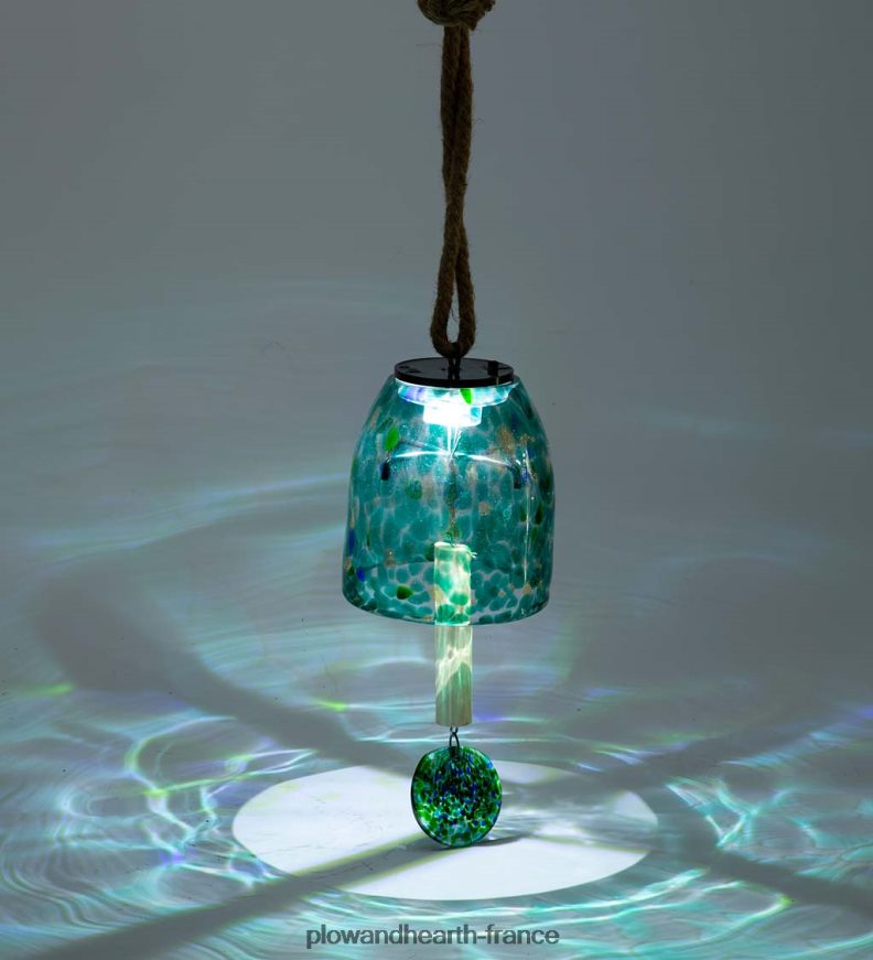 Carillon de cloche en verre d'art solaire - rouge Plow & Hearth 8642F6107 cour et jardin