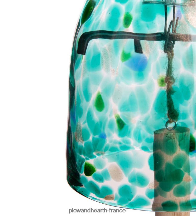 Carillon de cloche en verre d'art solaire - rouge Plow & Hearth 8642F6107 cour et jardin