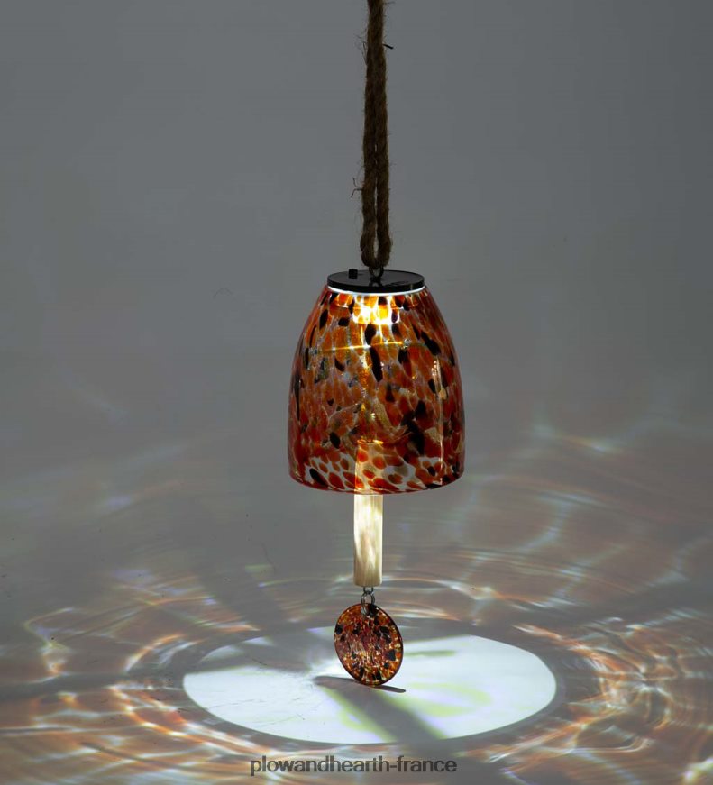 Carillon de cloche en verre d'art solaire - rouge Plow & Hearth 8642F6107 cour et jardin