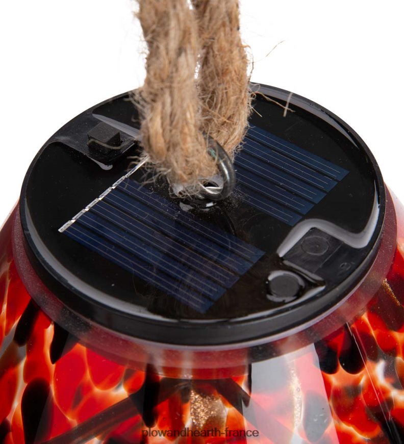 Carillon de cloche en verre d'art solaire - rouge Plow & Hearth 8642F6107 cour et jardin