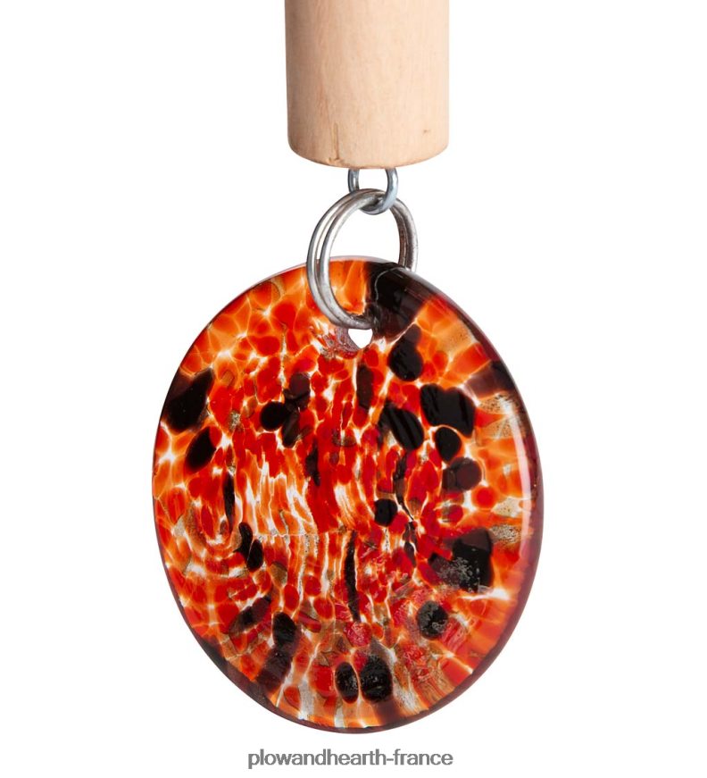 Carillon de cloche en verre d'art solaire - rouge Plow & Hearth 8642F6107 cour et jardin