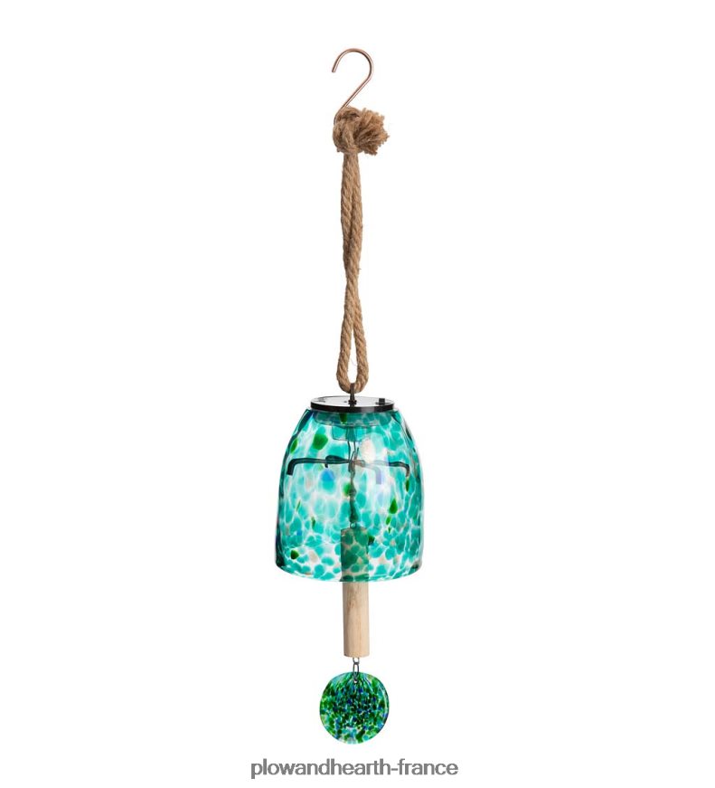 Carillon de cloche en verre d'art solaire - rouge Plow & Hearth 8642F6107 cour et jardin