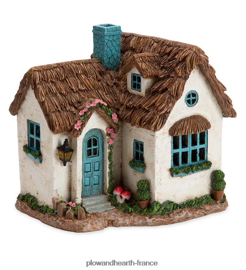 Jardin de fées miniature, maison de campagne anglaise solaire Plow & Hearth 8642F6186 cour et jardin