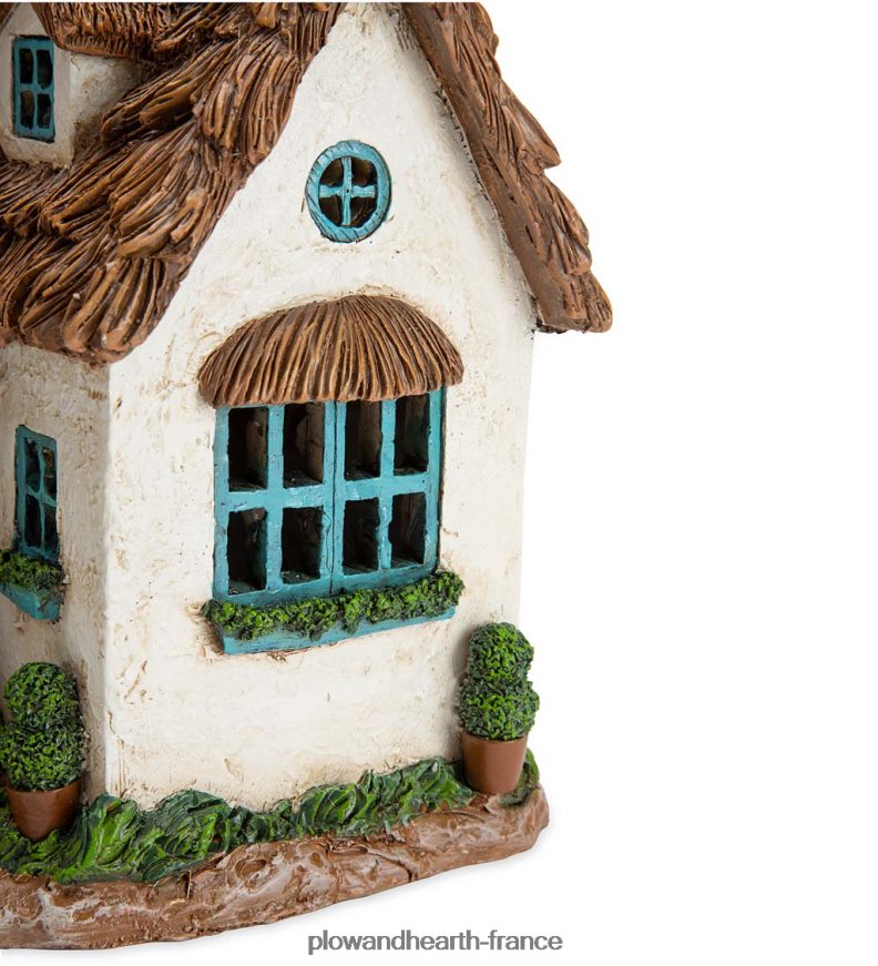 Jardin de fées miniature, maison de campagne anglaise solaire Plow & Hearth 8642F6186 cour et jardin