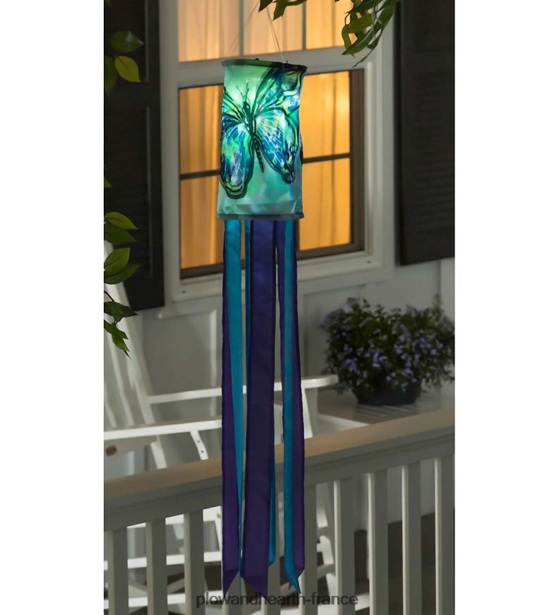 Manche à air à mouvement solaire à LED inspirée de la nature - papillon Plow & Hearth 8642F6132 cour et jardin