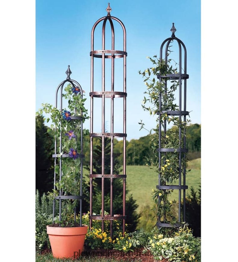 Obélisque de jardin en acier thermolaqué de 8' - cuivre antique Plow & Hearth 8642F63251 cour et jardin