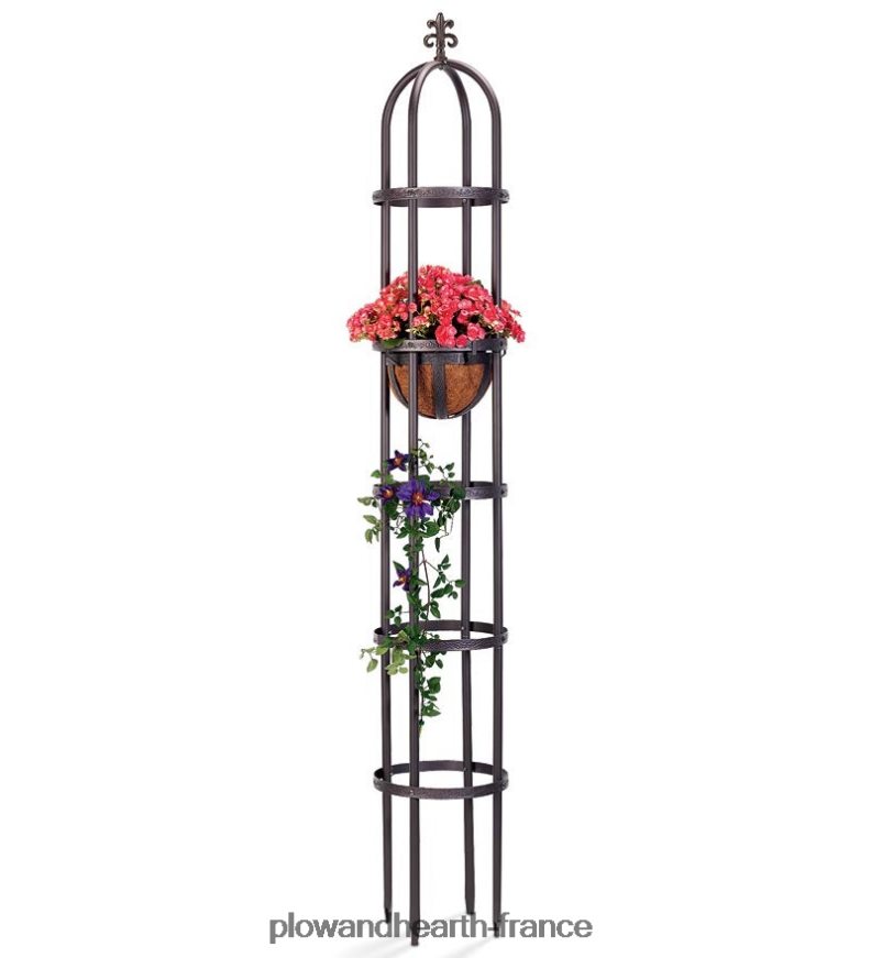 Obélisques de jardin et jardinière en acier thermolaqué Plow & Hearth 8642F659 cour et jardin