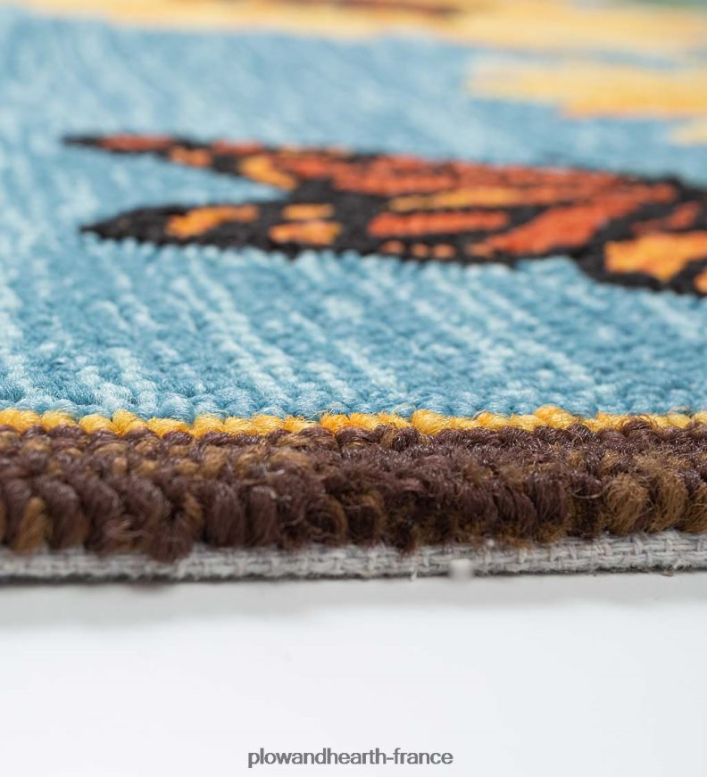 Tapis d'appoint en polypropylène crocheté tournesol et papillon intérieur/extérieur Plow & Hearth 8642F6361 cour et jardin