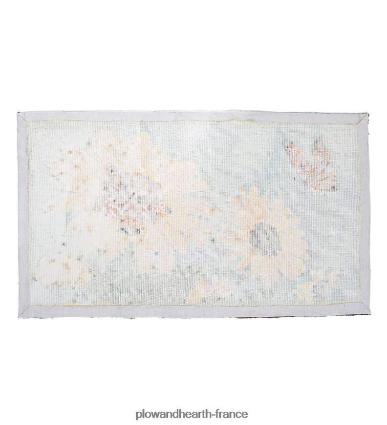 Tapis d'appoint en polypropylène crocheté tournesol et papillon intérieur/extérieur Plow & Hearth 8642F6361 cour et jardin