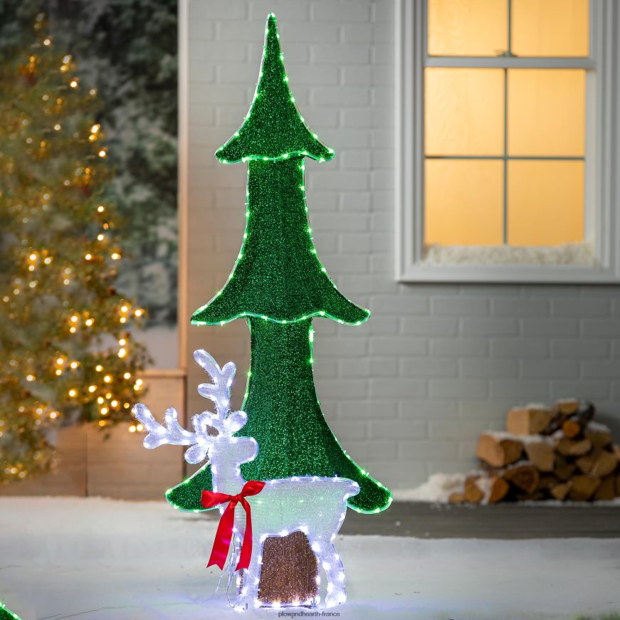 arbre éclairé intérieur/extérieur avec renne Plow & Hearth 8642F6109 cour et jardin