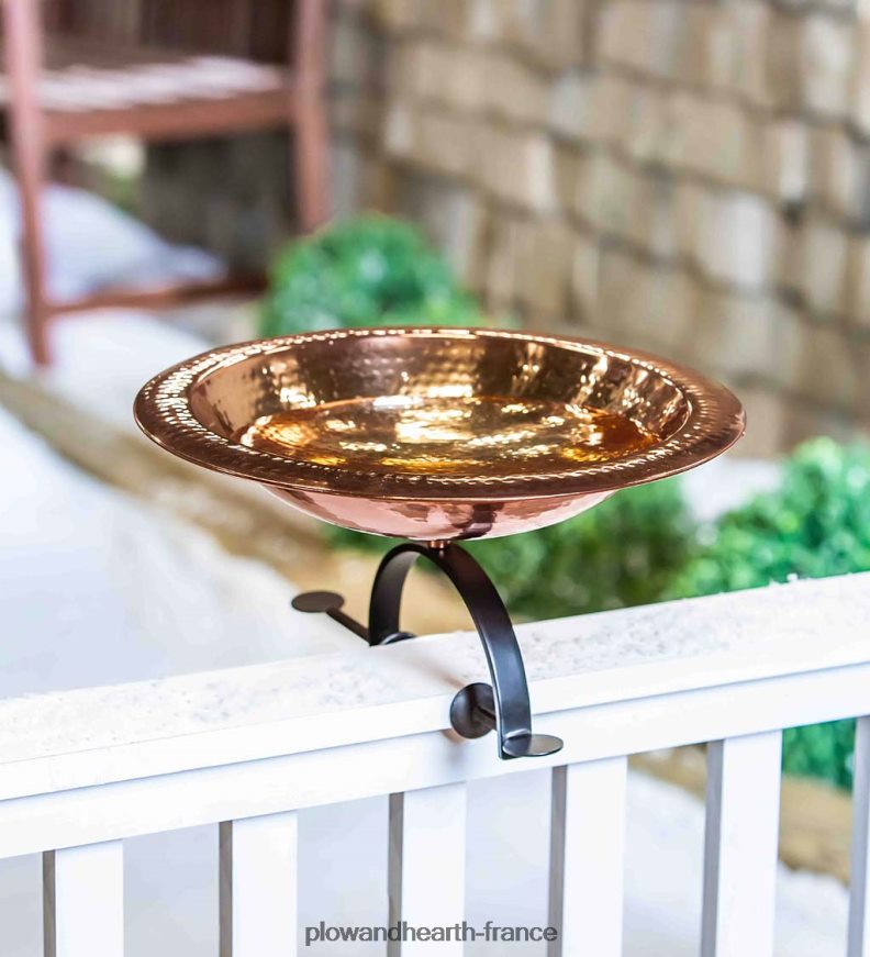 bain d'oiseaux monté en cuivre avec finition martelée Plow & Hearth 8642F6158 cour et jardin