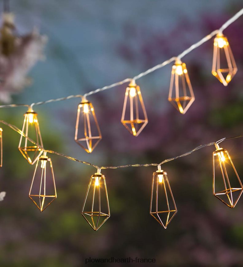 guirlande lumineuse géométrique à piles - carrée Plow & Hearth 8642F6196 cour et jardin