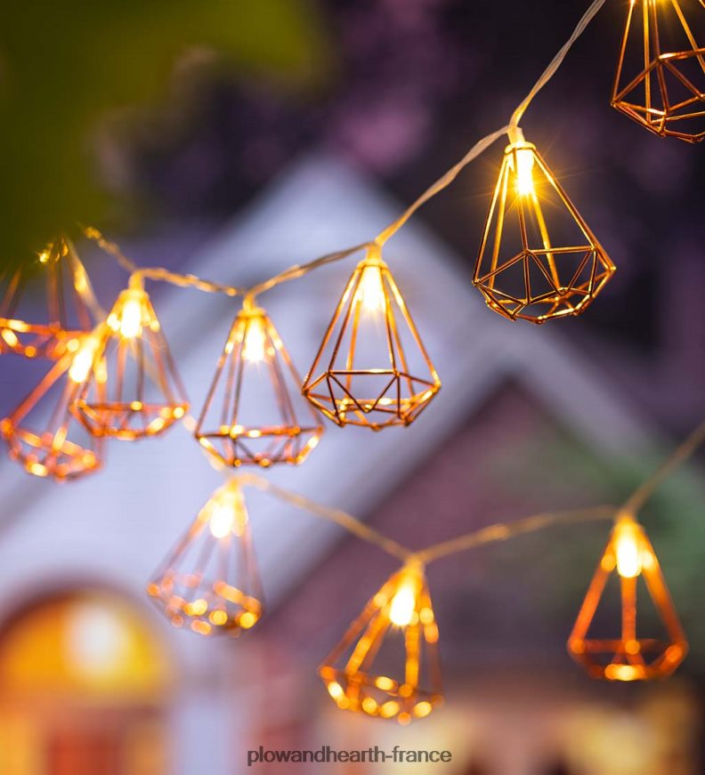 guirlande lumineuse géométrique à piles - carrée Plow & Hearth 8642F6196 cour et jardin