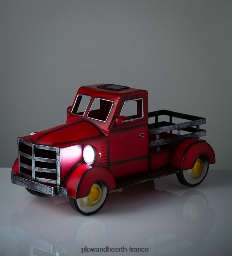 jardinière de camionnette solaire de style vintage - rouge Plow & Hearth 8642F6187 cour et jardin