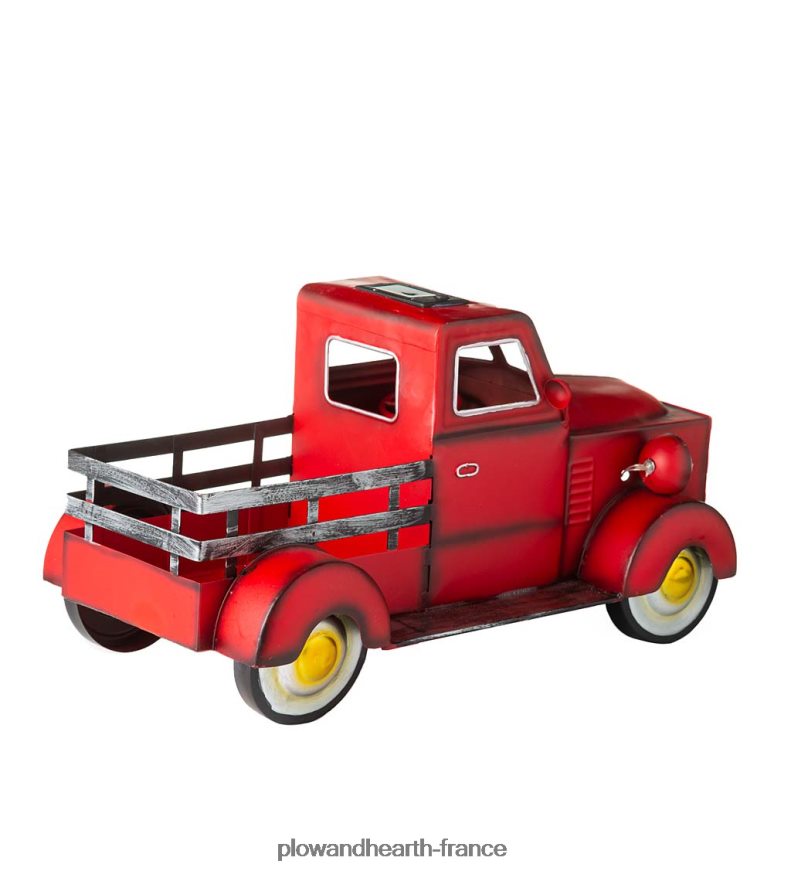 jardinière de camionnette solaire de style vintage - rouge Plow & Hearth 8642F6187 cour et jardin