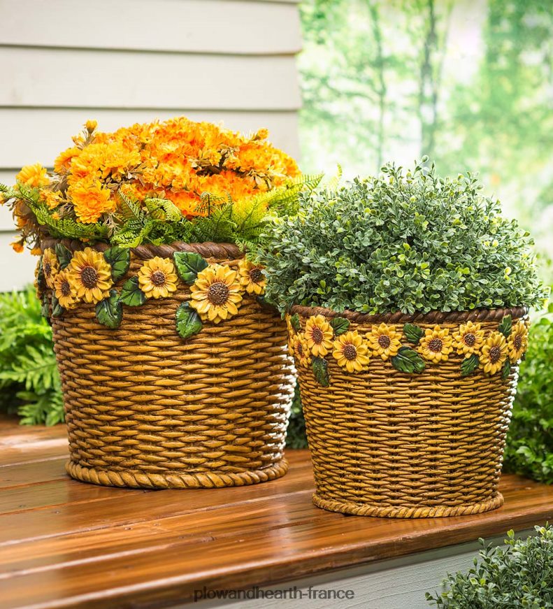 jardinières de panier de tournesol, ensemble de 2 Plow & Hearth 8642F6268 cour et jardin