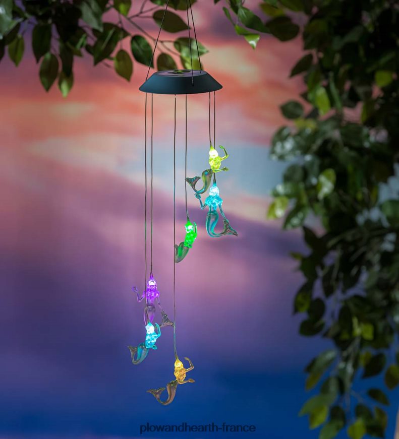 mobile solaire à changement de couleur, sirène Plow & Hearth 8642F6175 cour et jardin