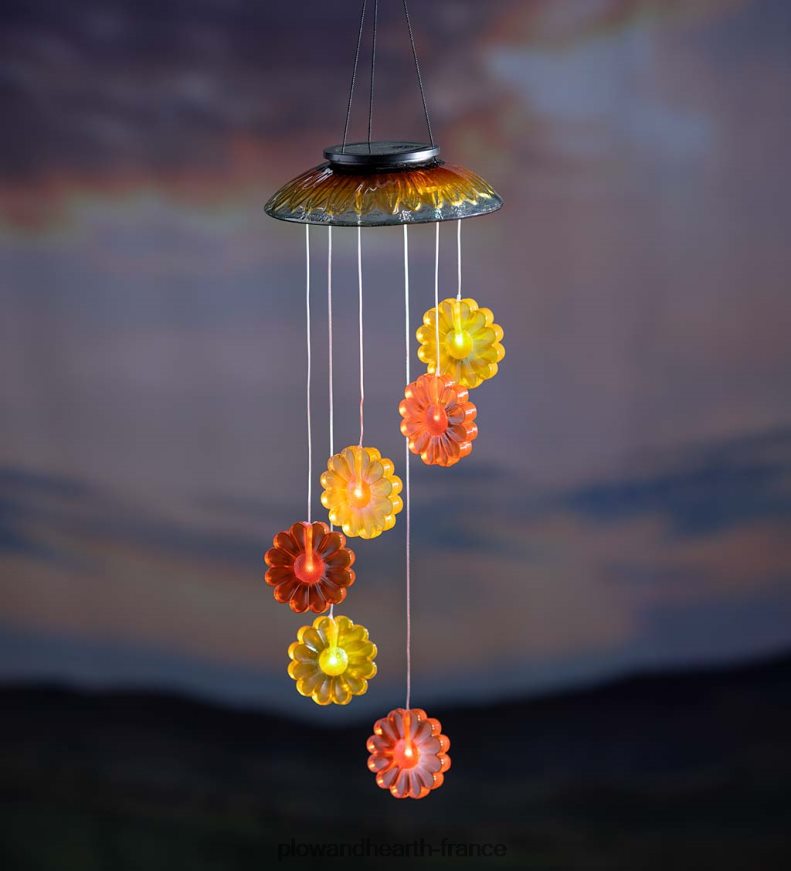 mobile solaire à couleurs changeantes avec tournesols Plow & Hearth 8642F6373 cour et jardin