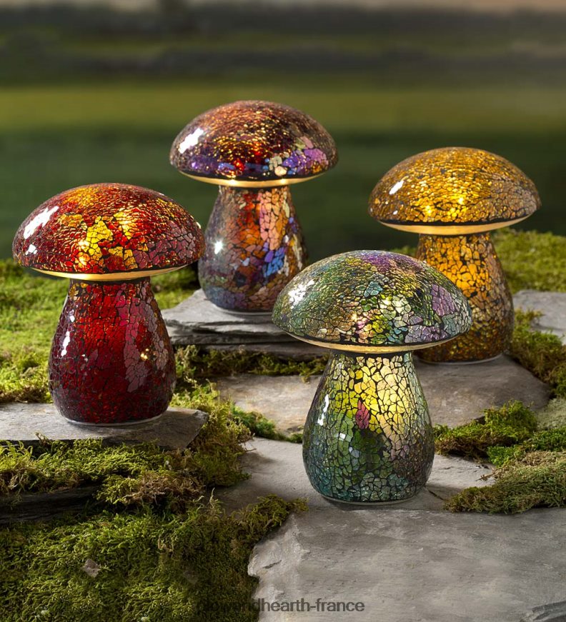 ornement de pelouse de champignon en mosaïque de verre - violet Plow & Hearth 8642F661 cour et jardin