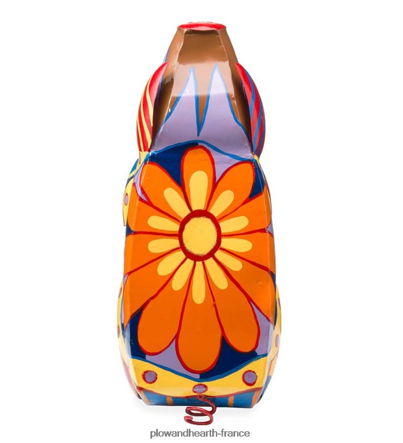 table d'appoint colorée en forme de cochon d'art populaire Plow & Hearth 8642F6173 cour et jardin