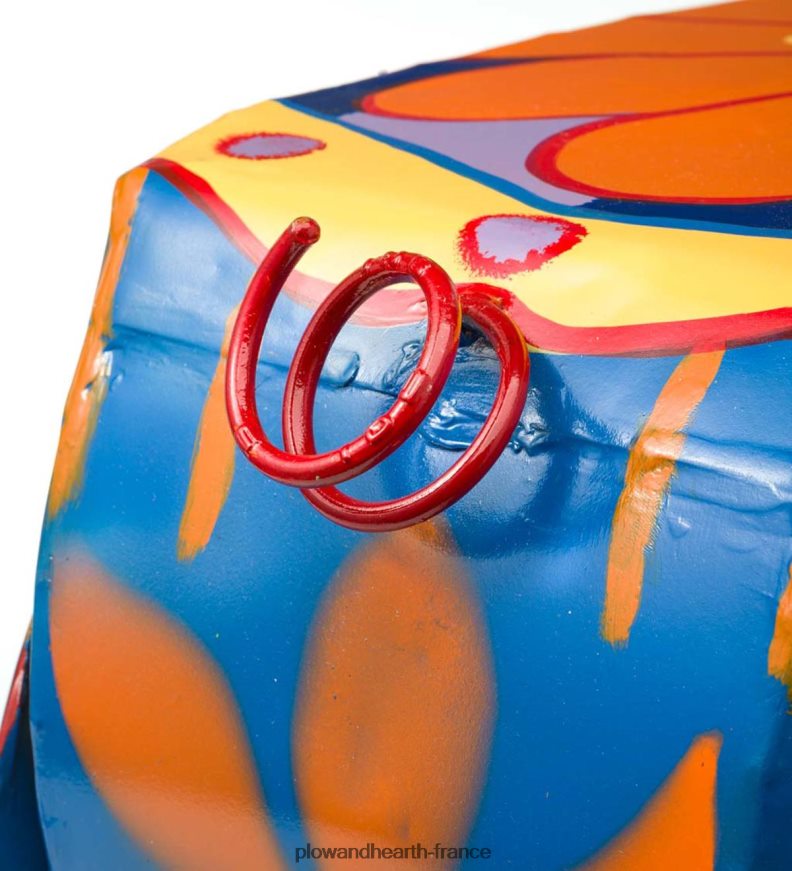 table d'appoint colorée en forme de cochon d'art populaire Plow & Hearth 8642F6173 cour et jardin