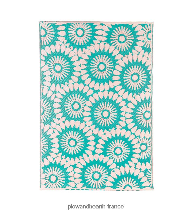 tapis résistant aux intempéries réversible à fleurs - rouge Plow & Hearth 8642F6341 cour et jardin