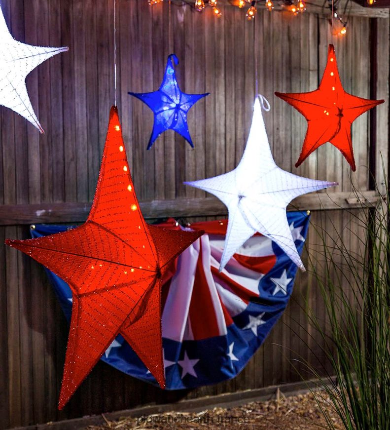 étoile en tissu suspendue éclairée Plow & Hearth 8642F6232 cour et jardin