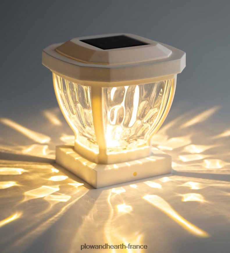 Lampes solaires à capuchon de poteau en verre ondulé, ensemble de 2 - cuivre Plow & Hearth 8642F6474 cour et jardin