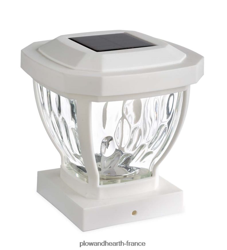 Lampes solaires à capuchon de poteau en verre ondulé, ensemble de 2 - cuivre Plow & Hearth 8642F6474 cour et jardin