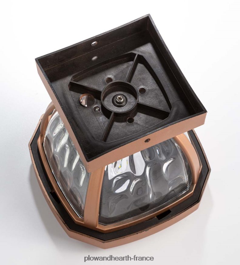 Lampes solaires à capuchon de poteau en verre ondulé, ensemble de 2 - cuivre Plow & Hearth 8642F6474 cour et jardin