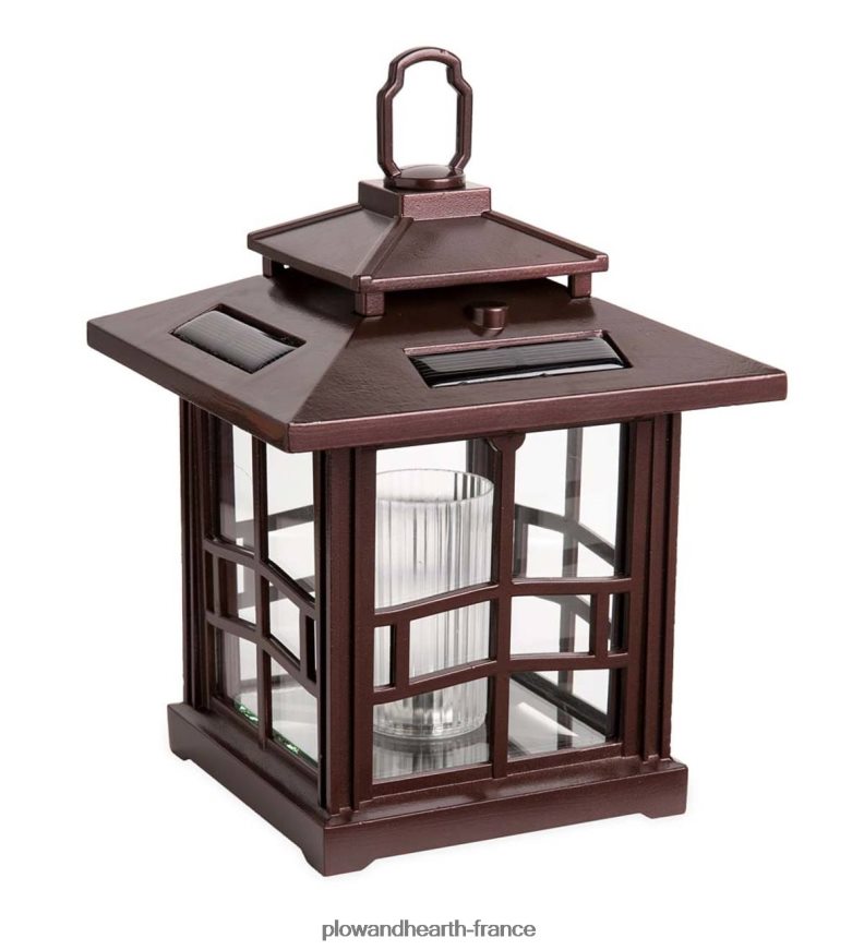 Lanternes solaires 3 en 1 avec crochet de berger/piquet de terre, lot de 2 - bronze Plow & Hearth 8642F6456 cour et jardin