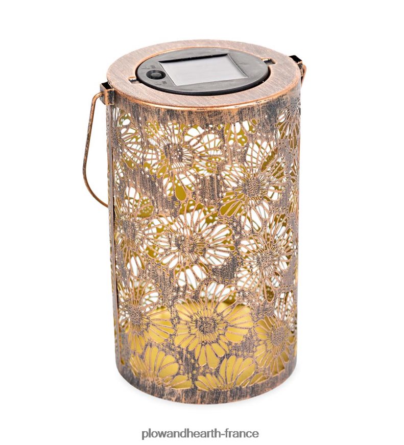 lanterne à fleurs silhouette solaire Plow & Hearth 8642F6471 cour et jardin