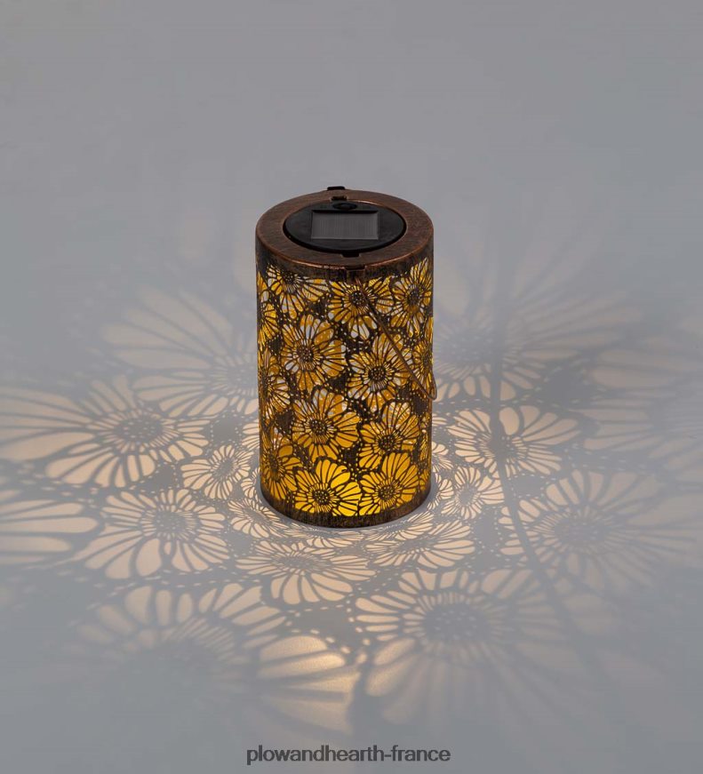 lanterne à fleurs silhouette solaire Plow & Hearth 8642F6471 cour et jardin