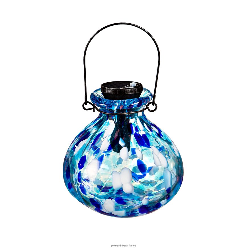 lanterne solaire compacte à confettis - confettis turquoise Plow & Hearth 8642F6472 cour et jardin