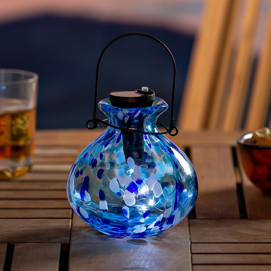 lanterne solaire compacte à confettis - confettis turquoise Plow & Hearth 8642F6472 cour et jardin