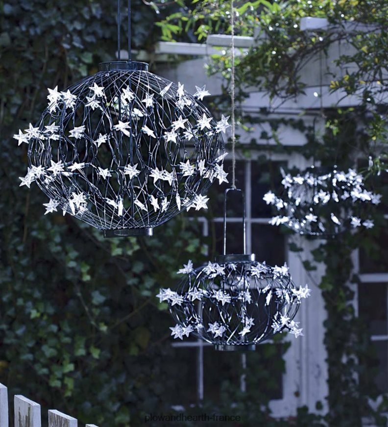 lanternes étoiles solaires vertes Plow & Hearth 8642F6455 cour et jardin