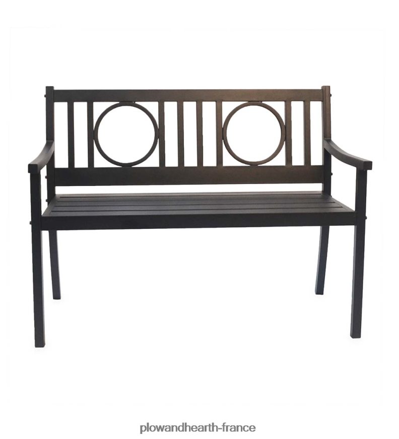 banc de jardin en acier grayson - noir Plow & Hearth 8642F6502 cour et jardin