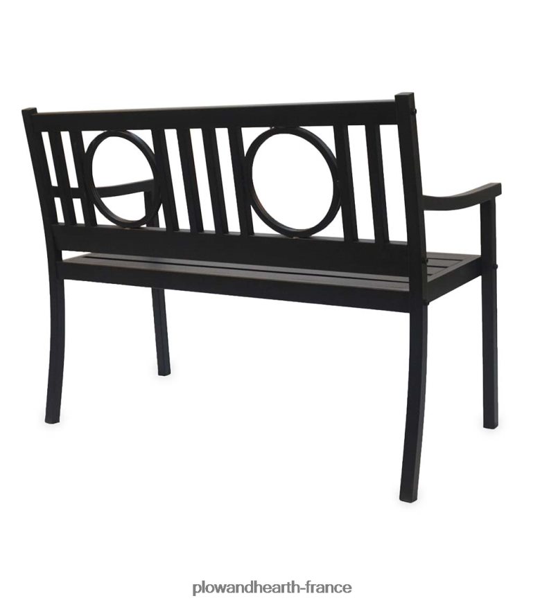 banc de jardin en acier grayson - noir Plow & Hearth 8642F6502 cour et jardin