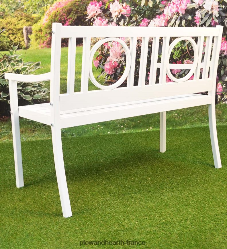 banc de jardin en acier grayson - noir Plow & Hearth 8642F6502 cour et jardin