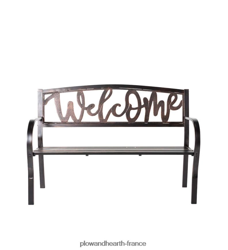 banc de jardin en métal bienvenue Plow & Hearth 8642F6508 cour et jardin