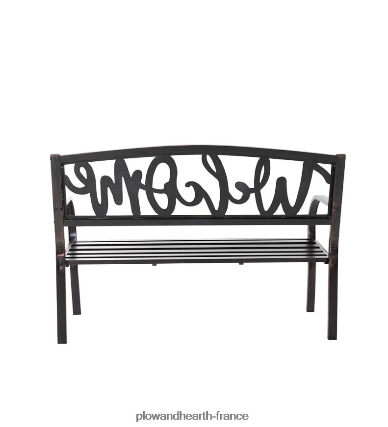 banc de jardin en métal bienvenue Plow & Hearth 8642F6508 cour et jardin