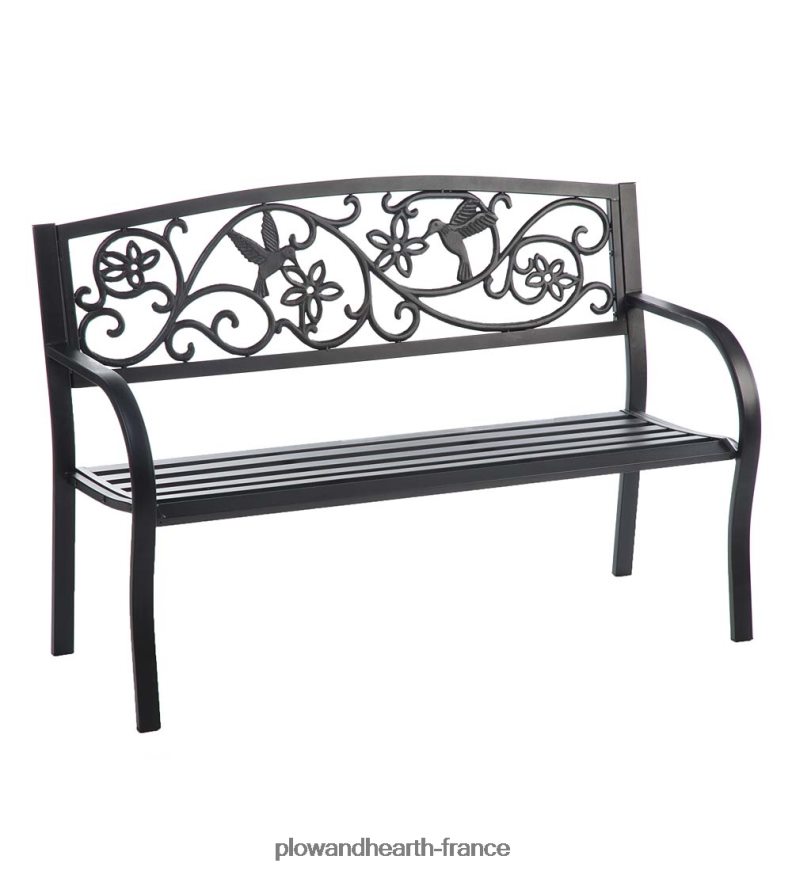 banc de jardin en métal colibri - noir Plow & Hearth 8642F6493 cour et jardin